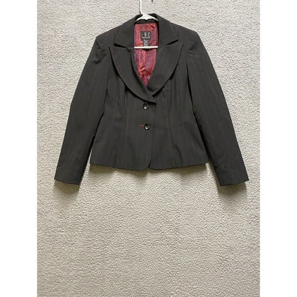 I.N.C. Jacket  Black Red Pin Stripe Fitted Sz 4 Rare - Picture 1 of 7